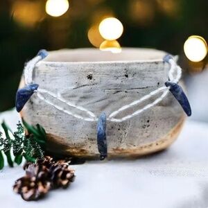 Handmade Lapis Lazuli Pearl Necklace, Solid 14K Gold, Anniversary Gift